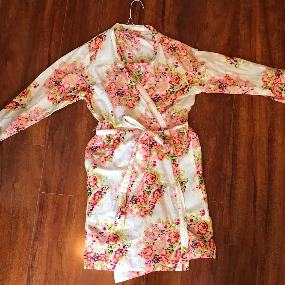White floral bridal robe